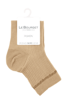 Socquettes Côtelées avec Bande de Lurex - Sable