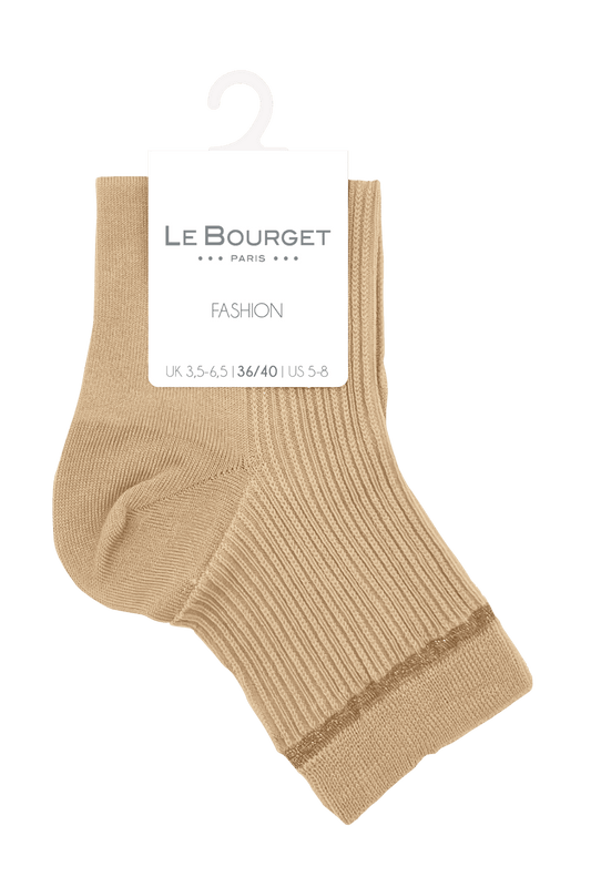 Socquettes Côtelées avec Bande de Lurex - Sable