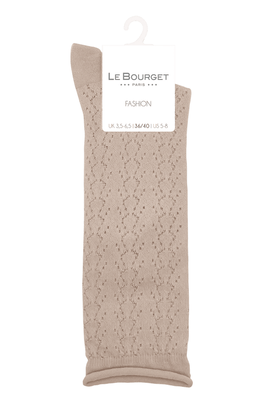 Mi-Bas Fantaisies Effet de Maille - Beige