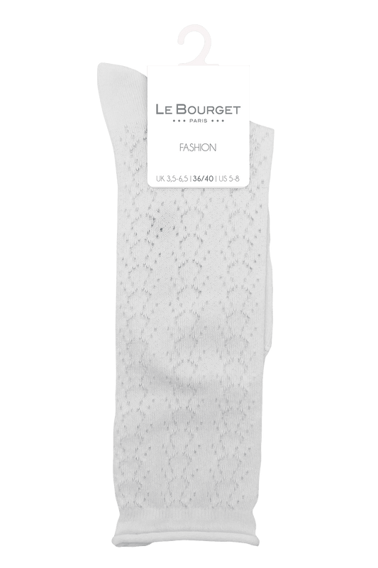 Mi-Bas Fantaisies Effet de Maille - Blanc