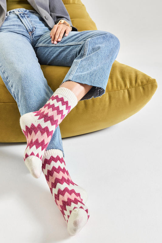 Chaussettes Fantaisies Motif Inca - Rose
