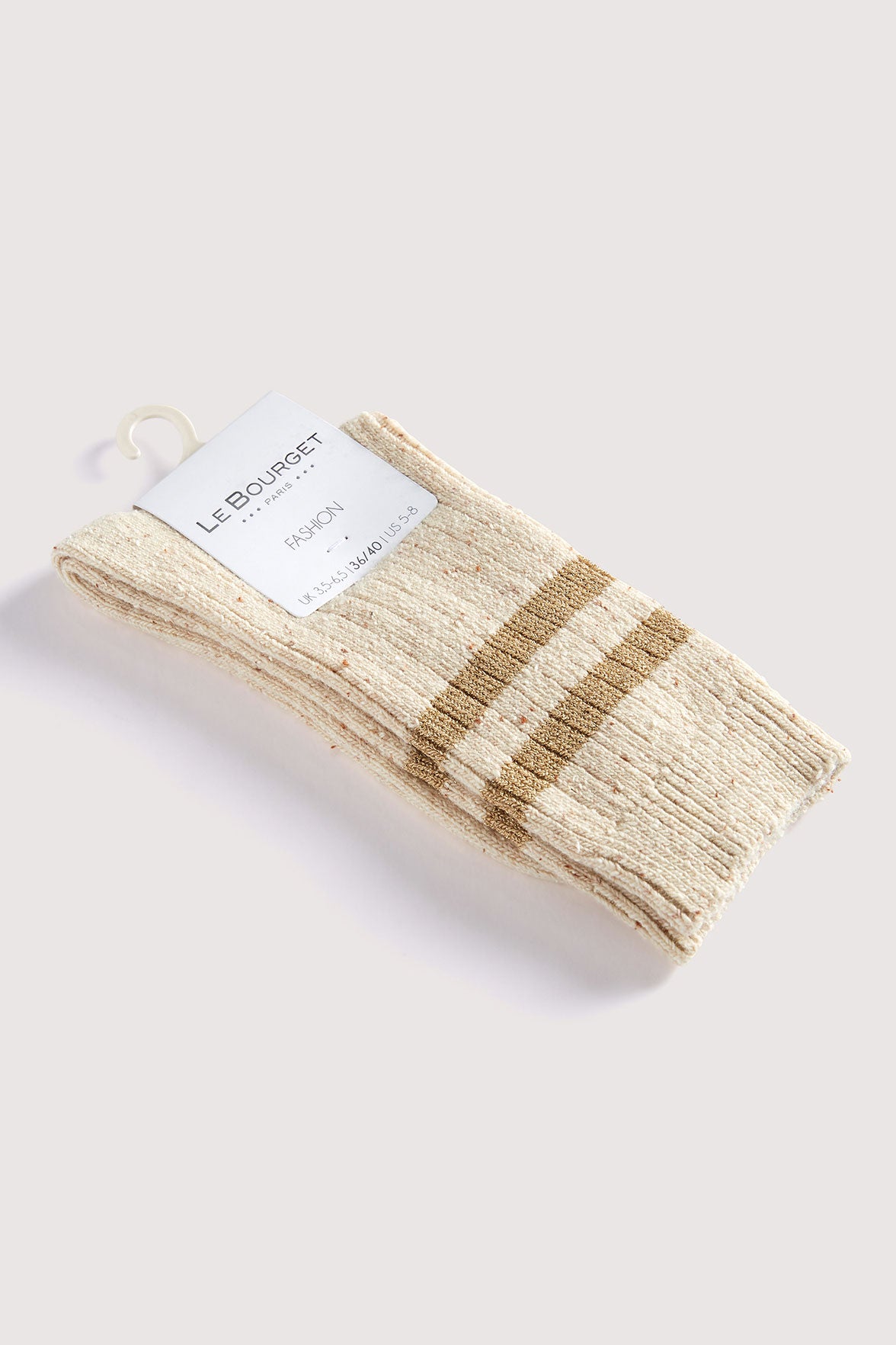Chaussettes Fantaisies Côtelées Chinées - Beige Chiné