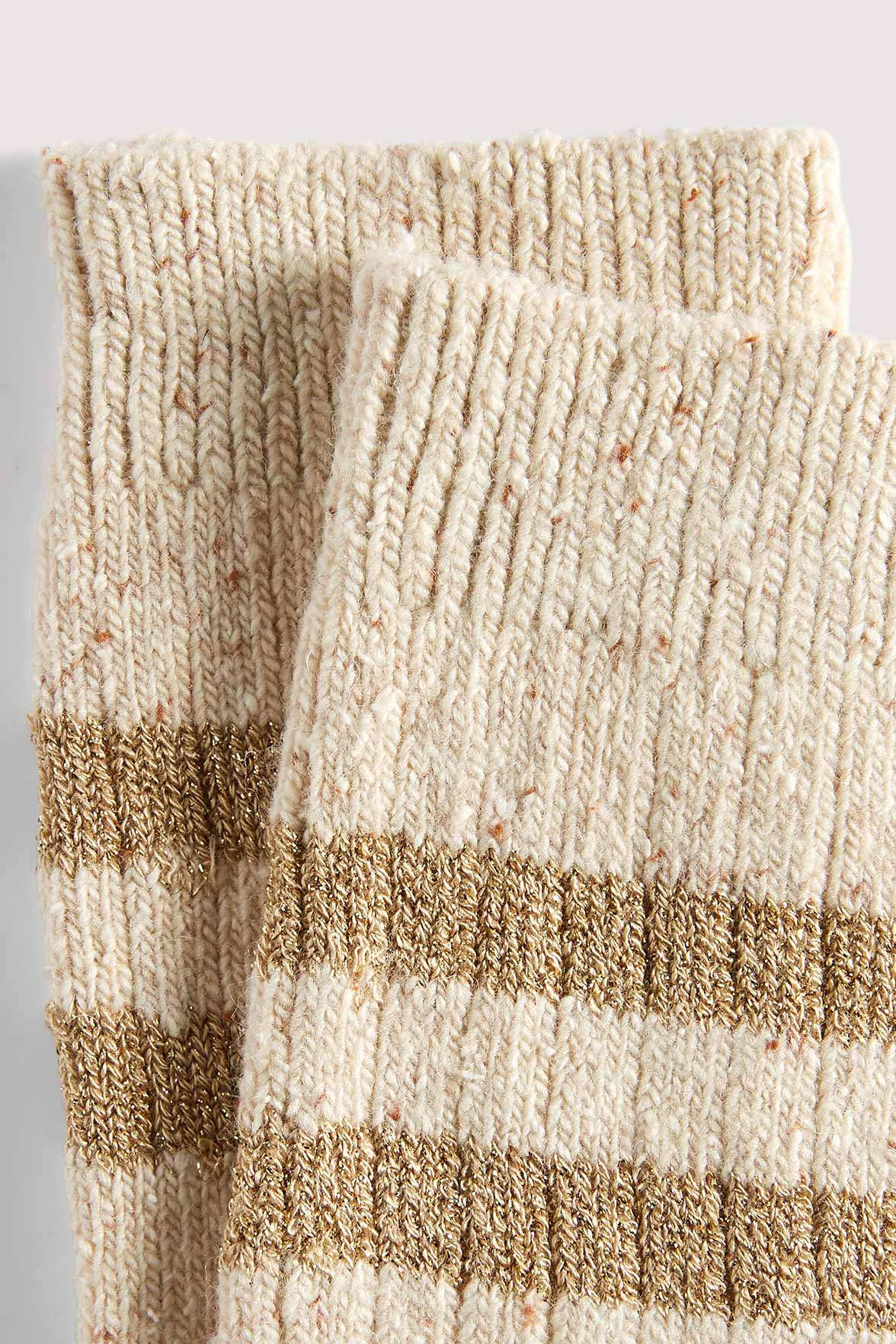 Chaussettes Fantaisies Côtelées Chinées - Beige Chiné