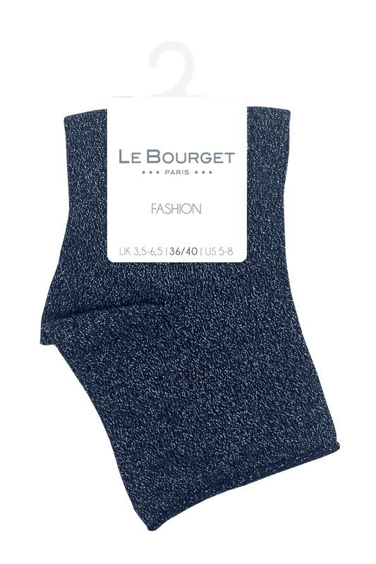 Socquettes Unies en Lurex et Bords Roulottés - Bleu Céleste