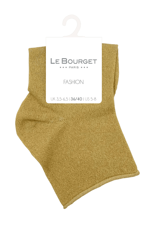 Socquettes Unies en Lurex et Bords Roulottés - Doré