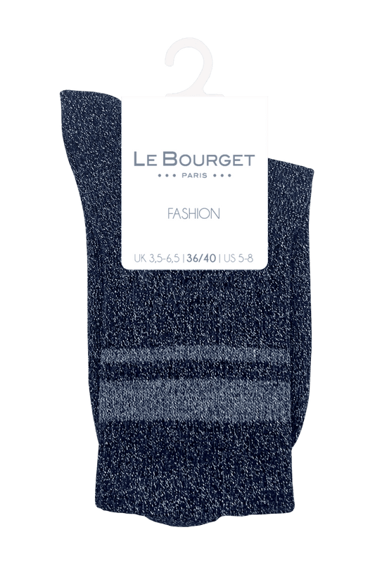 Chaussettes Côtelées Esprit Sportswear Touche de Lurex - Bleu Céleste