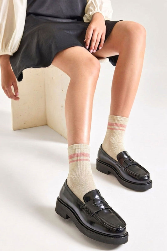 Chaussettes Côtelées Esprit Sportswear Touche de Lurex - Doré