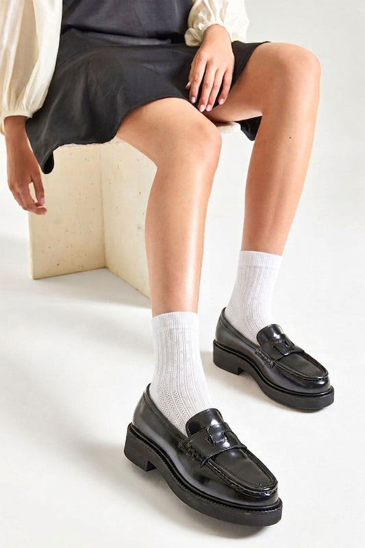 Socquettes Fantaisies Effet de Maille - Blanc