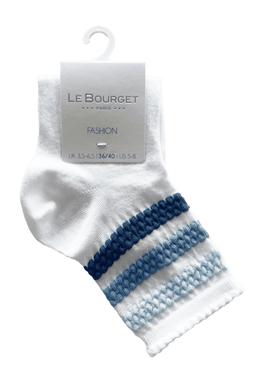 Socquettes Fantaisies Motifs Rayures - Blanc