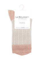 Socquettes Fantaisies Effet de Maille avec Bande de Lurex - Beige