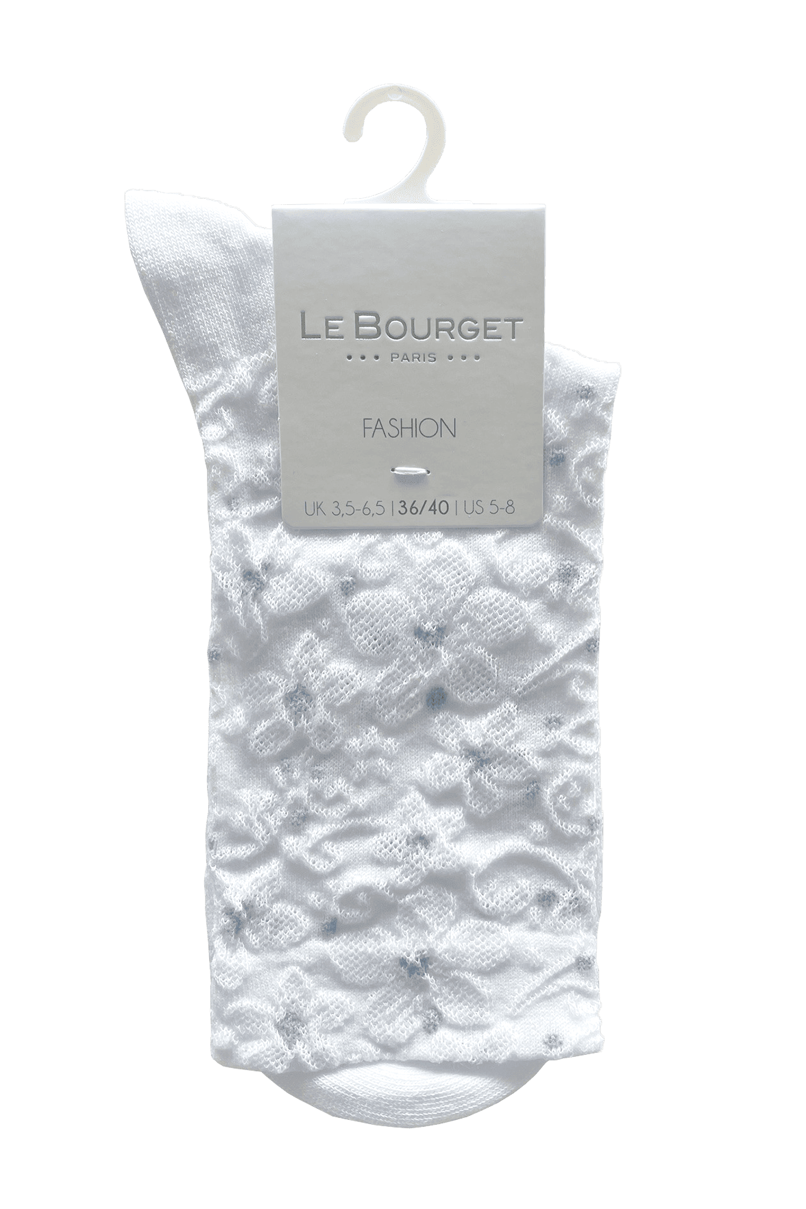 Socquettes Fantaisies Motif Floral - Blanc Bleu