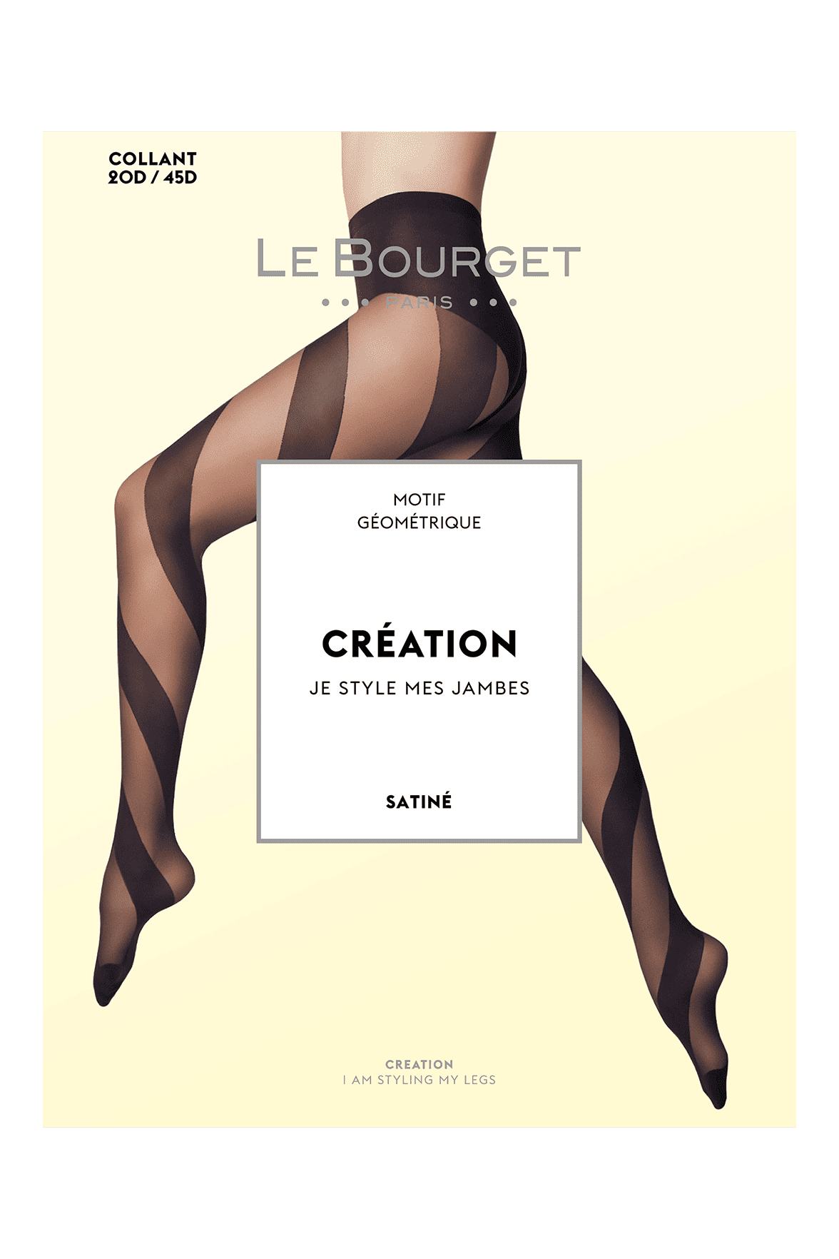 Collant Opaque Motif Géométrique Art Déco 20D/45D Création - Noir
