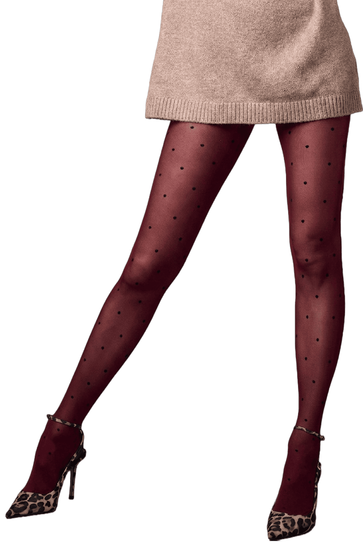 Collant Motif Plumetis 35D Fashion Fabiana - Rouge Velours