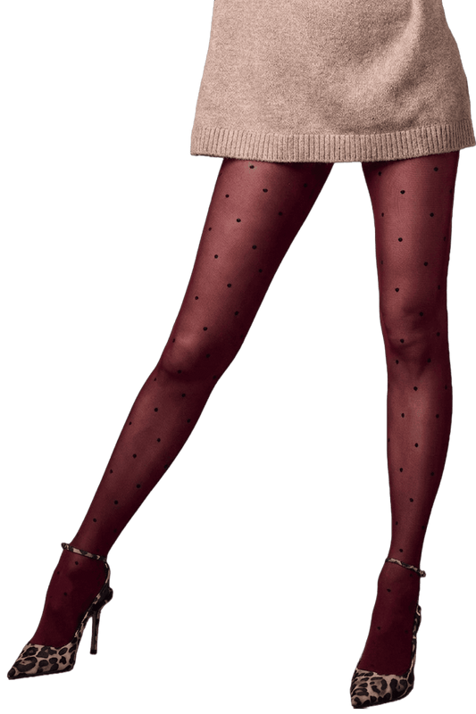 Collant Motif Plumetis 35D Fashion Fabiana - Rouge Velours