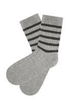 Chaussettes Fantaisies Torsades et Rayures - Gris Chiné