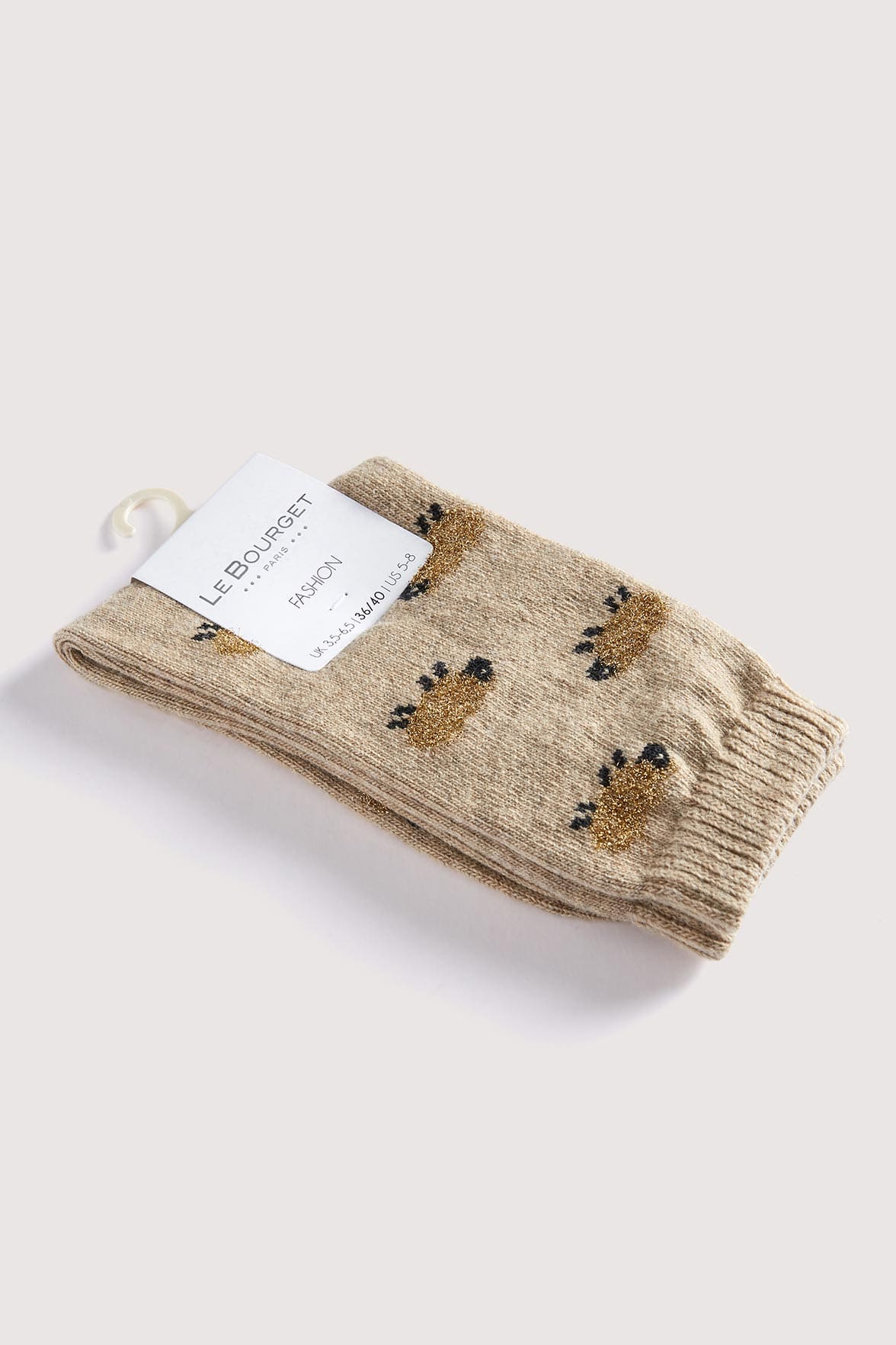 Chaussettes Fantaisies Motif Moutons Lurex - Camel