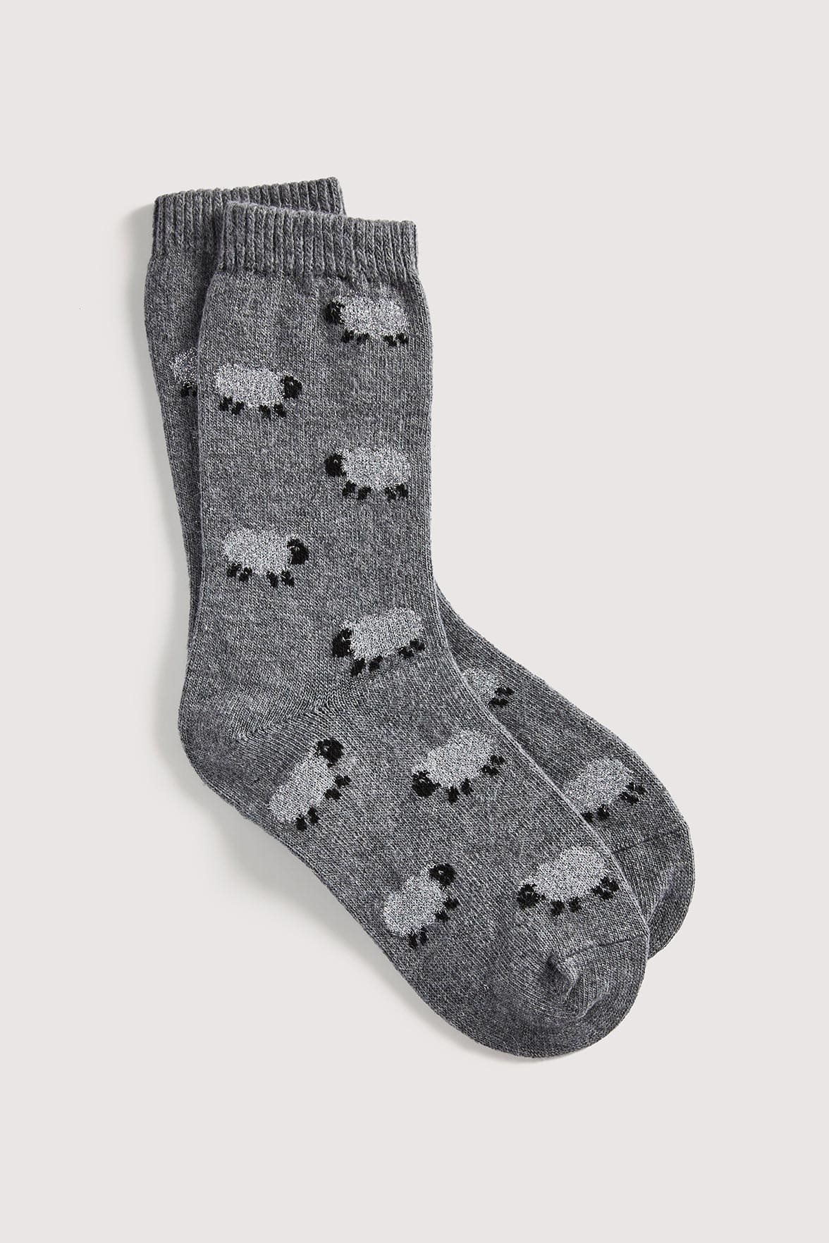 Chaussettes Fantaisies Motif Moutons Lurex - Gris