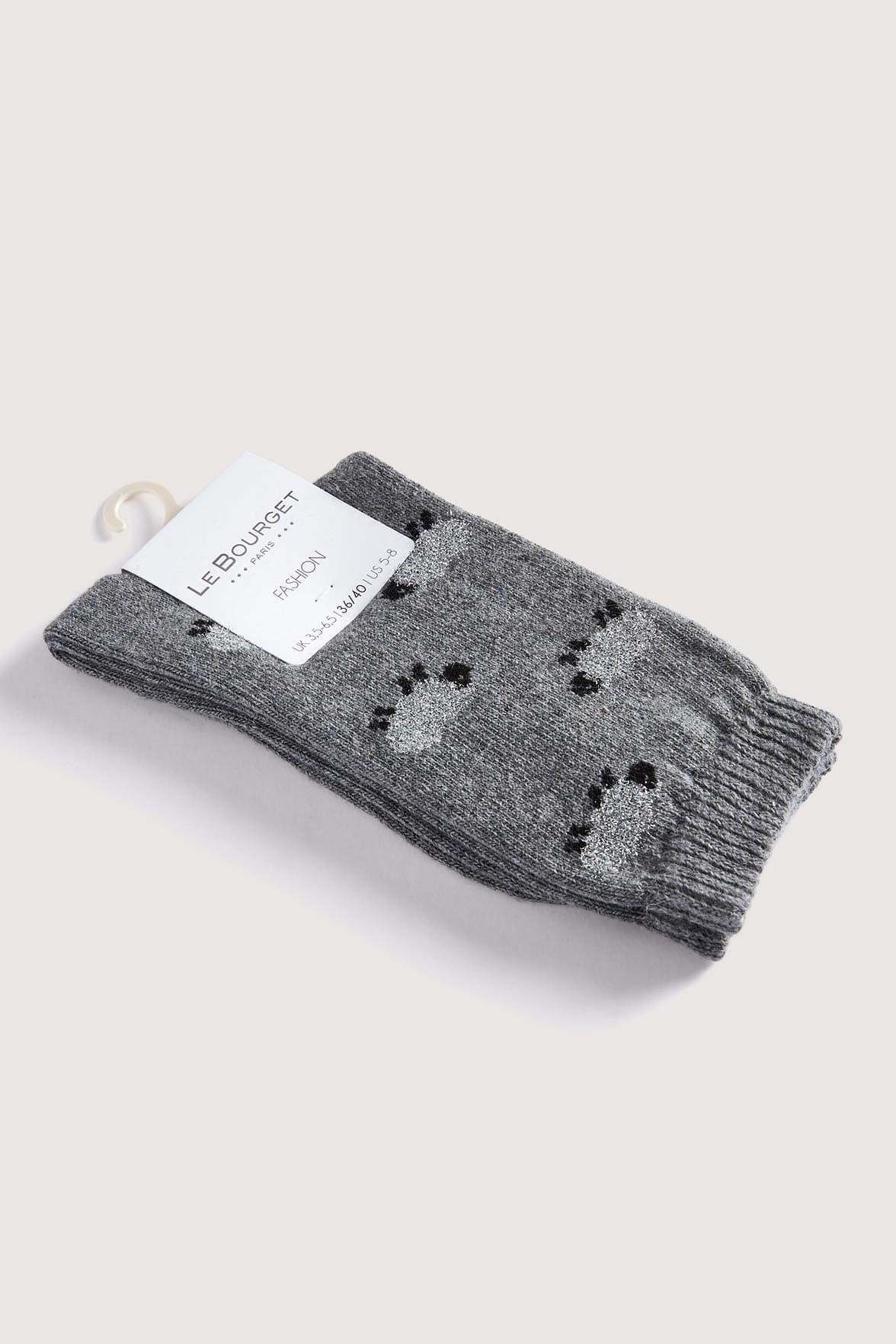Chaussettes Fantaisies Motif Moutons Lurex - Gris
