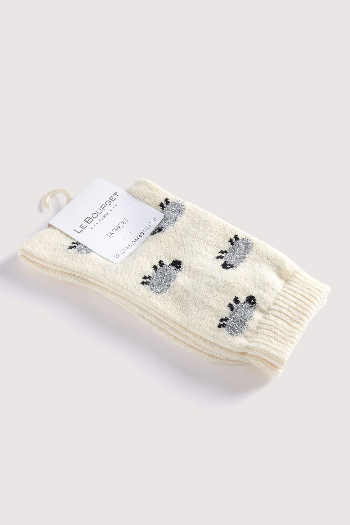 Chaussettes Fantaisies Motif Moutons Lurex - Naturel