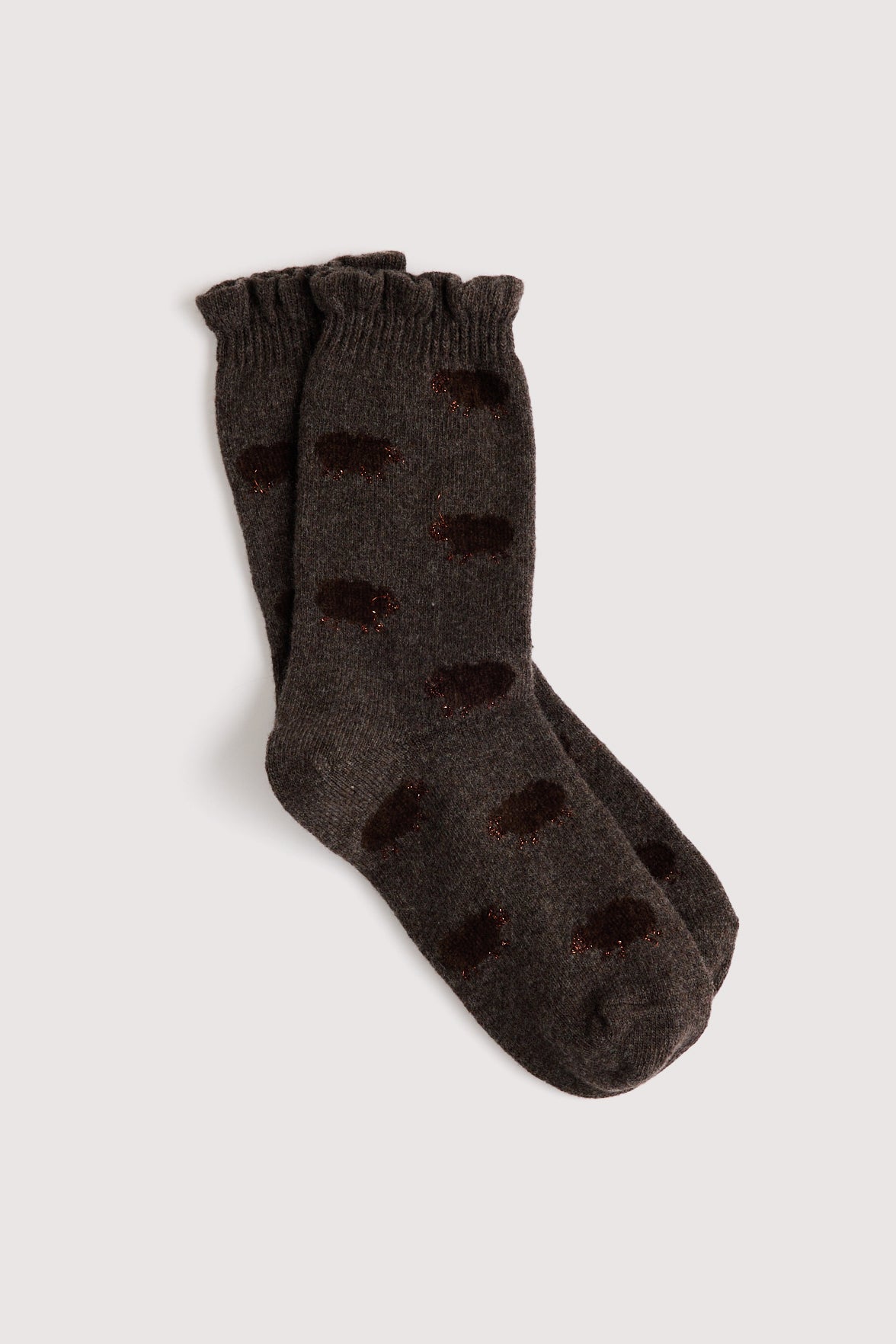 Chaussettes Fantaisie Motif Moutons - Marron Glacé