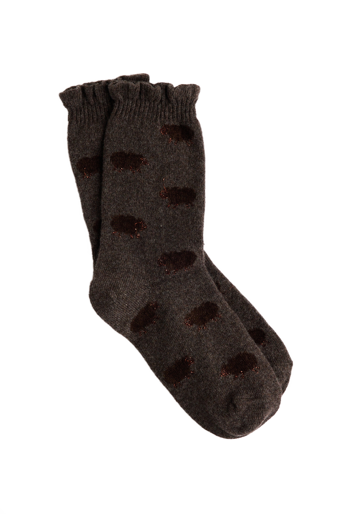 Chaussettes Fantaisie Motif Moutons - Marron Glacé