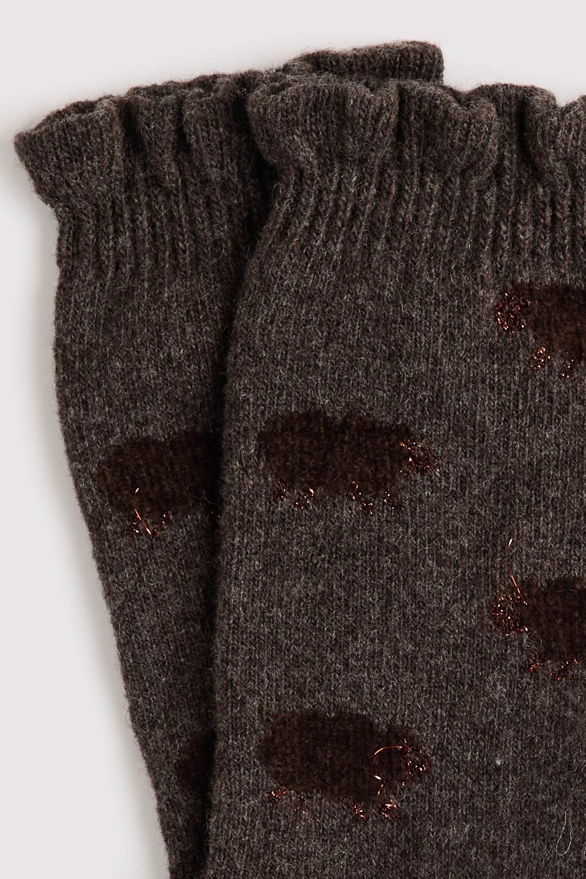 Chaussettes Fantaisie Motif Moutons - Marron Glacé