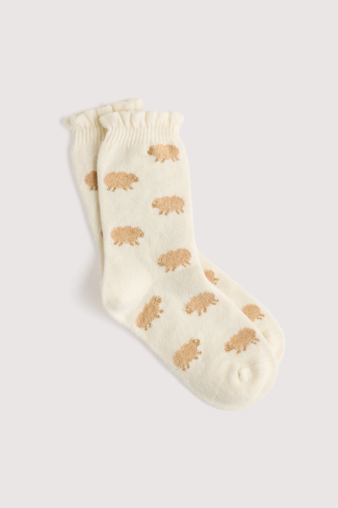 Chaussettes Fantaisie Motif Moutons - Naturel