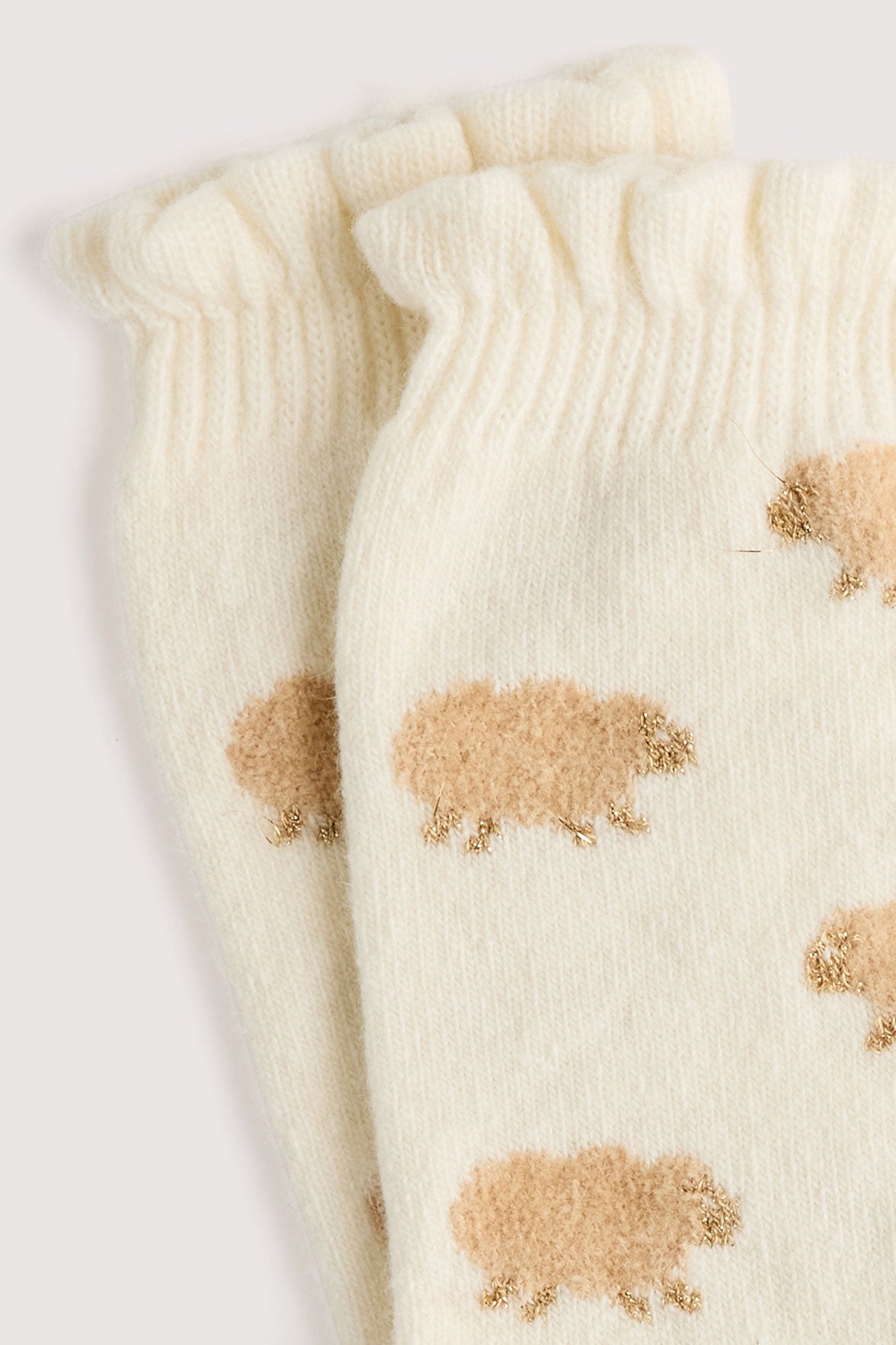 Chaussettes Fantaisie Motif Moutons - Naturel