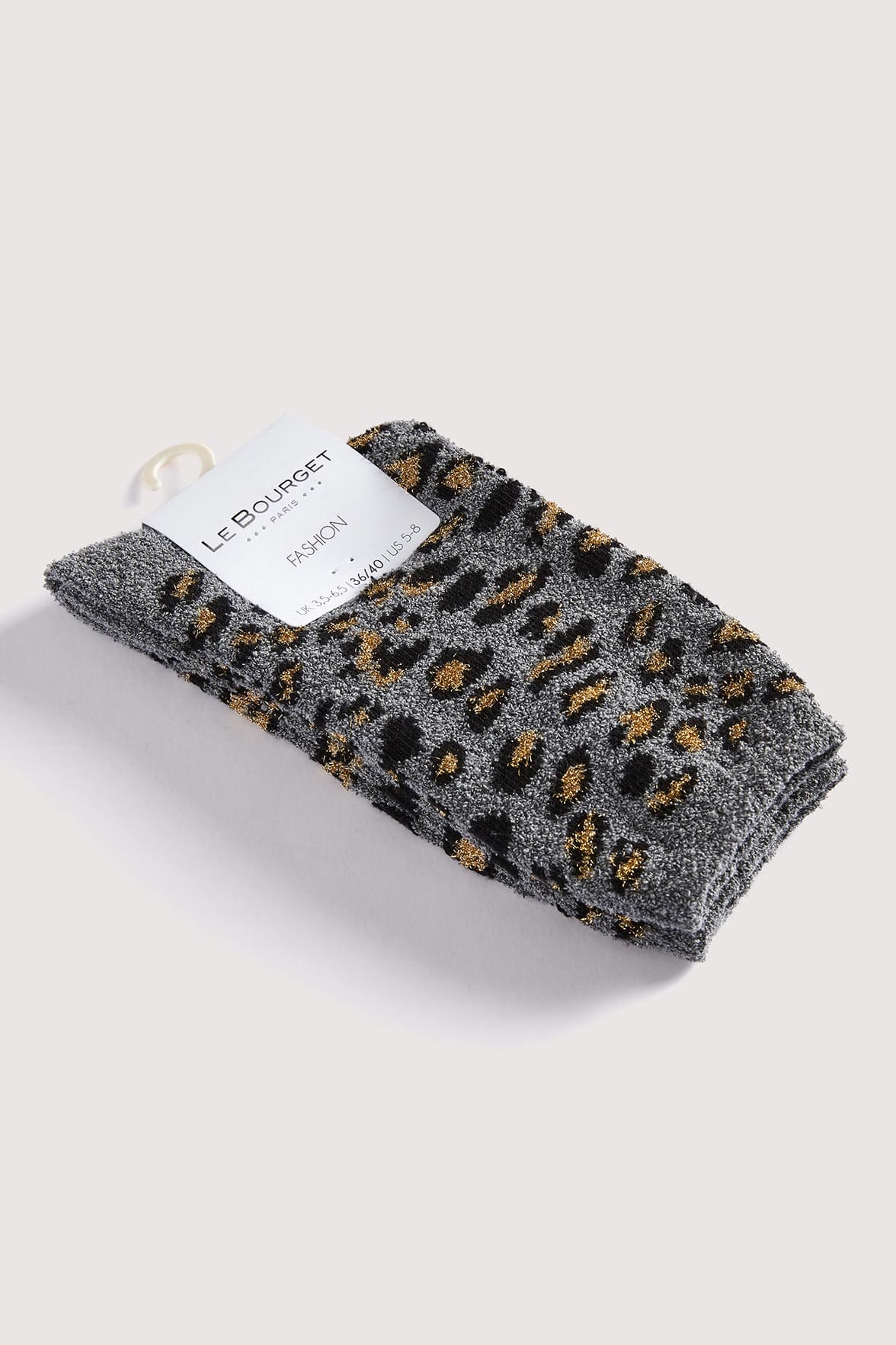 Chaussettes Fantaisies Motif Animalier Lurex - Gris