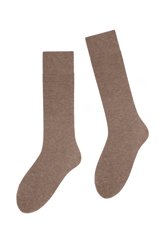 Chaussettes Unies Hautes Modal et Cachemire - Camel