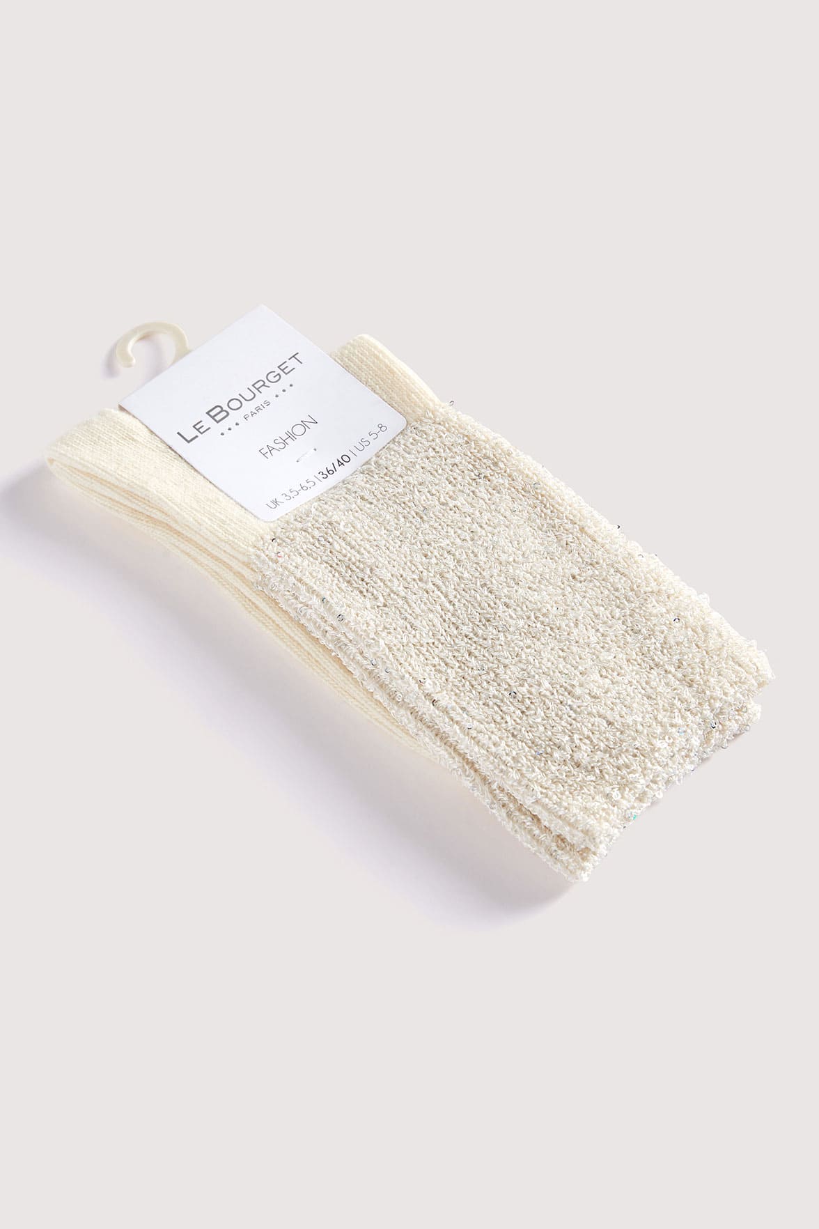 Chaussettes Fantaisies Bords Strass - Naturel