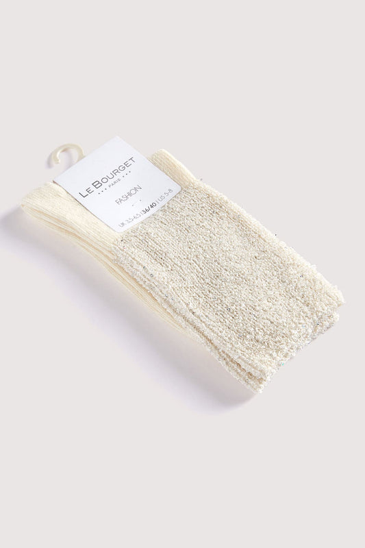 Chaussettes Fantaisies Bords Strass - Naturel