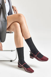 Chaussettes Fantaisies Bords Strass - Noir