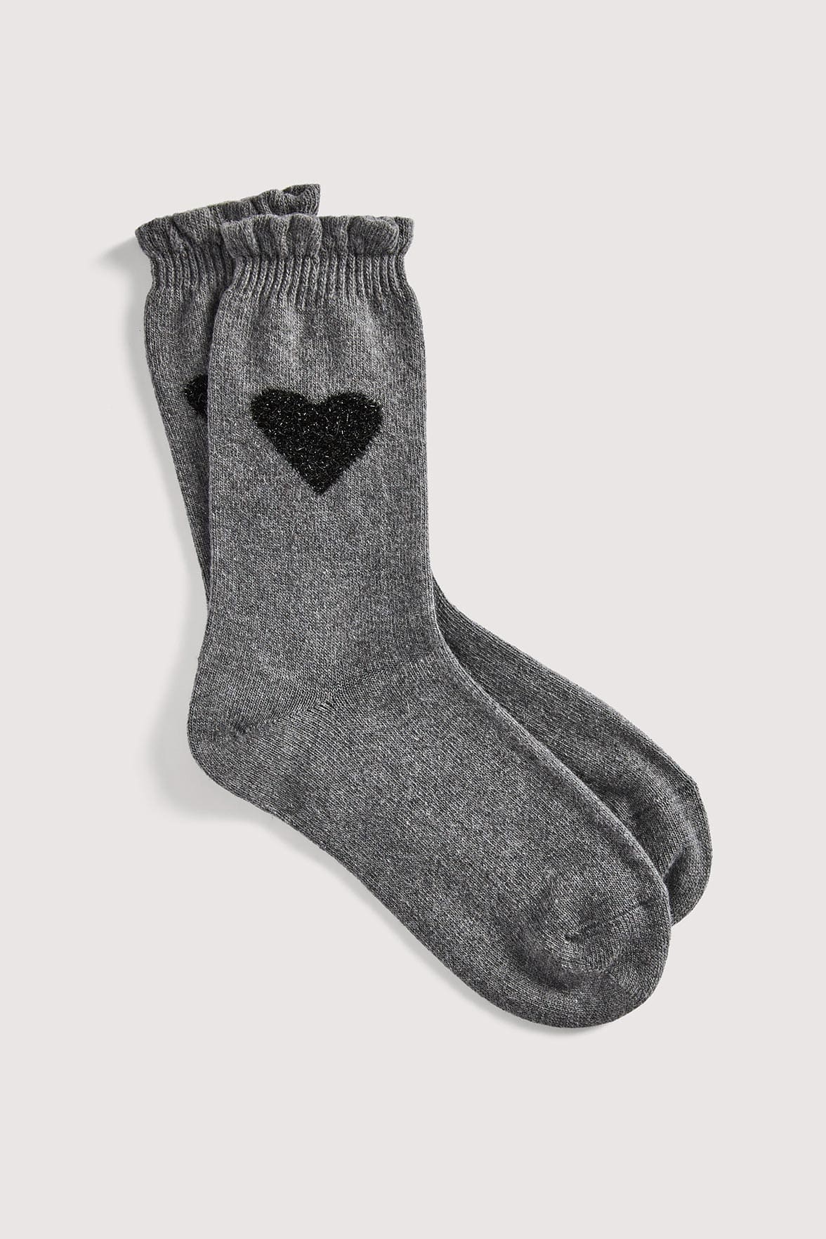 Chaussettes Fantaisies Motif Coeurs Lurex - Gris