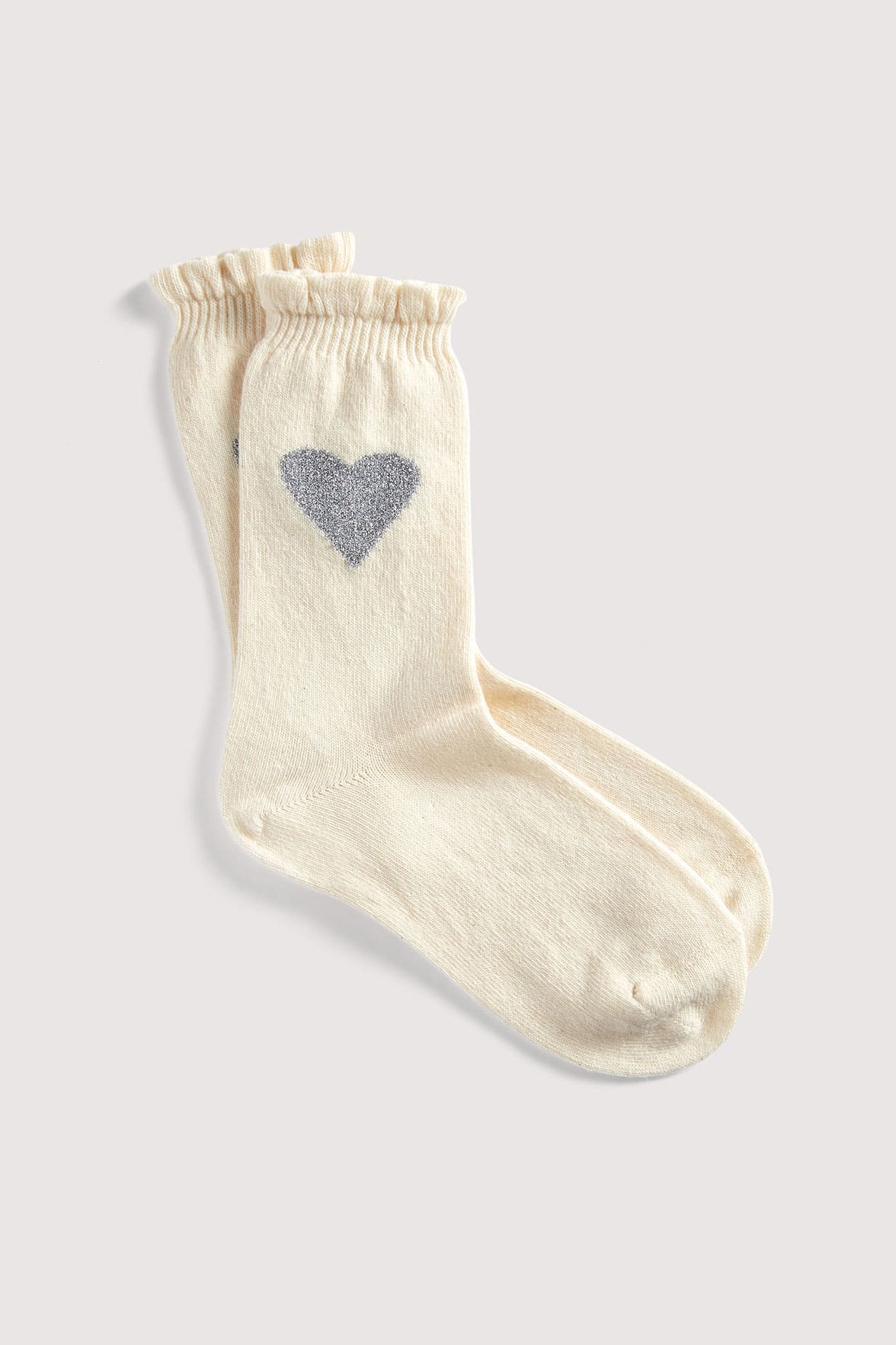 Chaussettes Fantaisies Motif Coeurs Lurex - Naturel