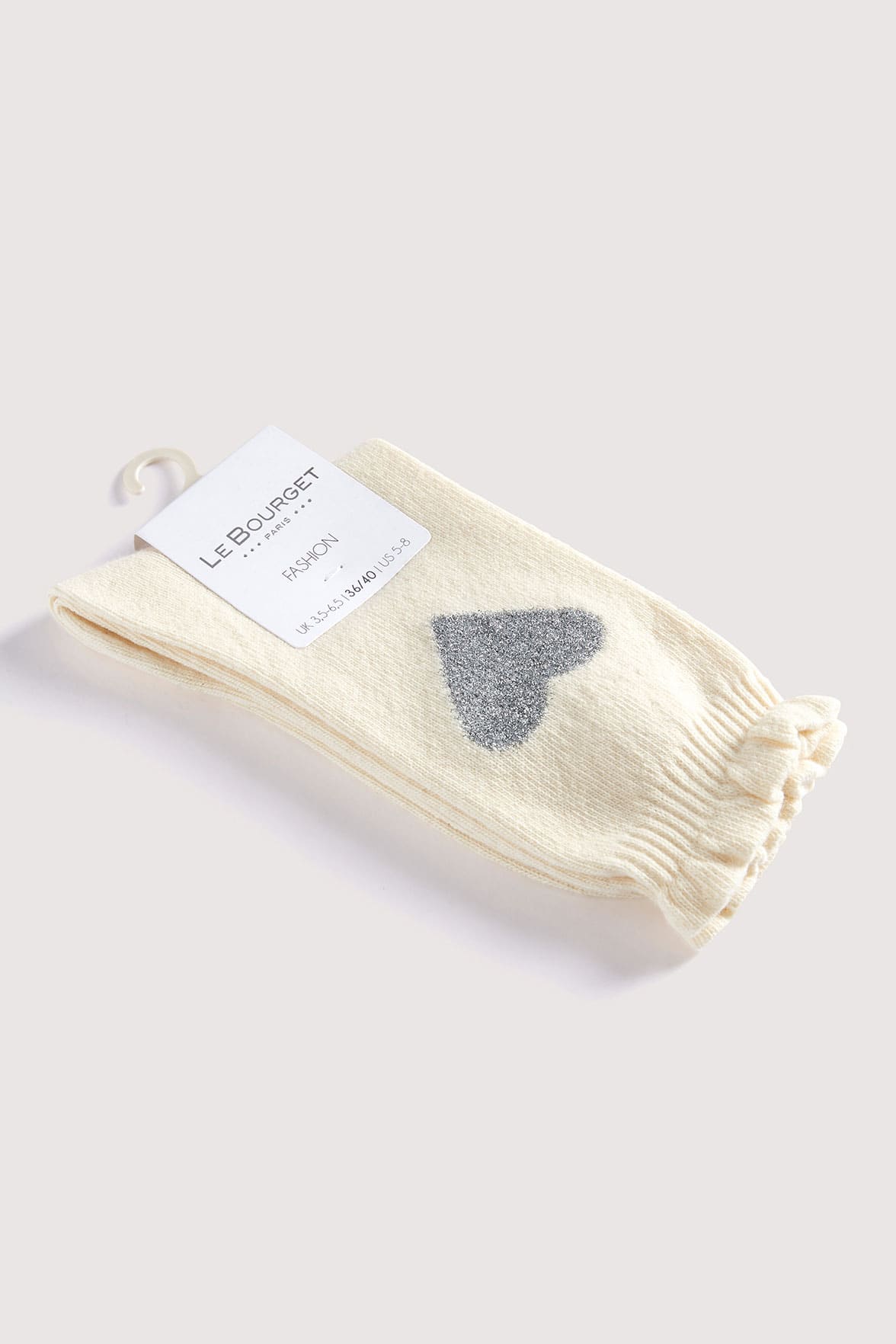 Chaussettes Fantaisies Motif Coeurs Lurex - Naturel