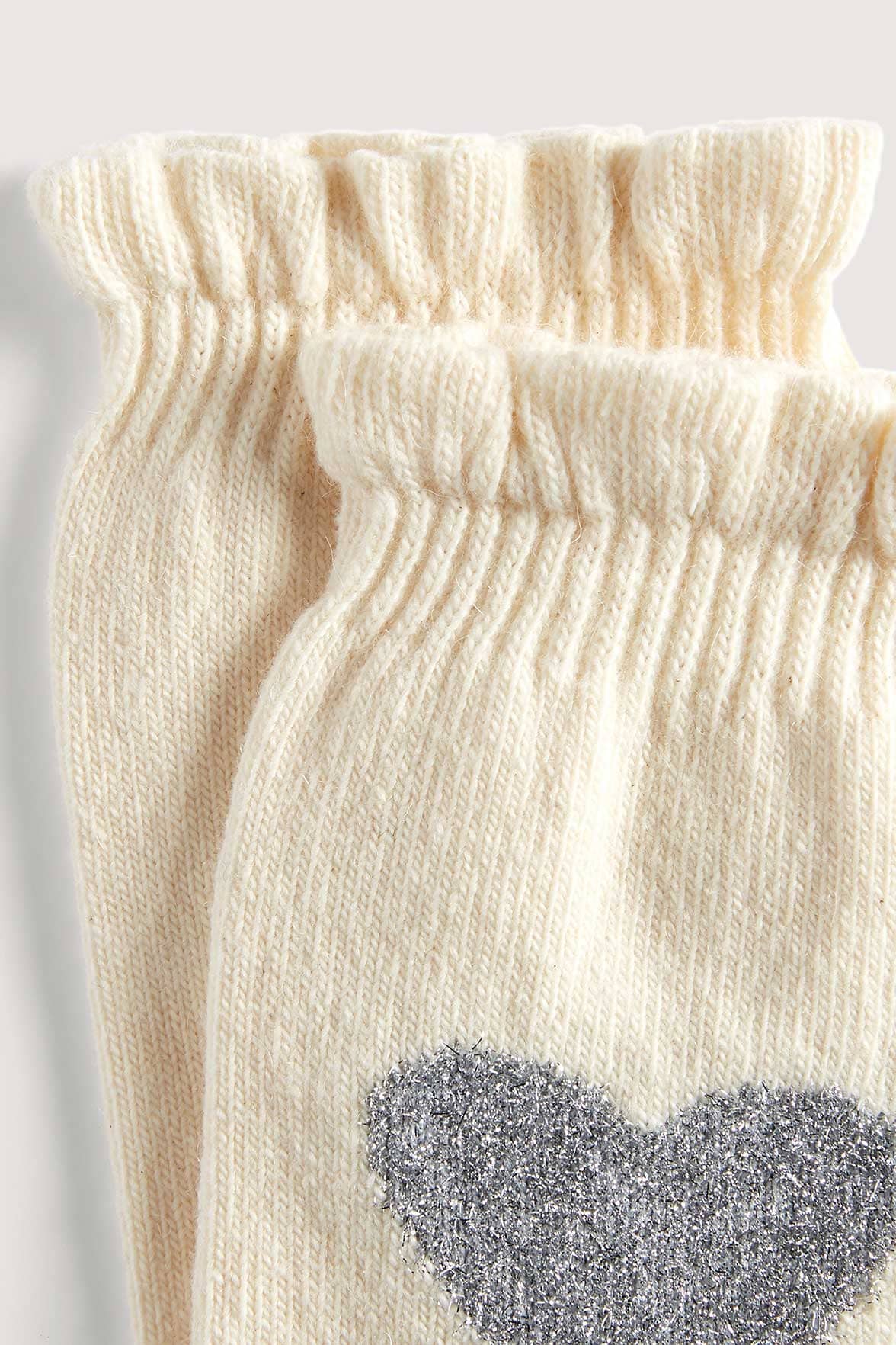 Chaussettes Fantaisies Motif Coeurs Lurex - Naturel