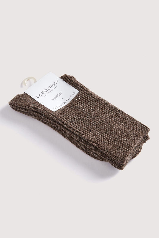 Chaussettes Fantaisies Motif Chiné - Châtaigne Chiné