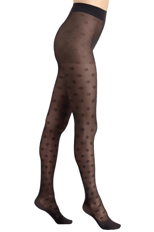 Collant Fantaisie Plumetis avec Protège-Pied intégré 40D - Noir