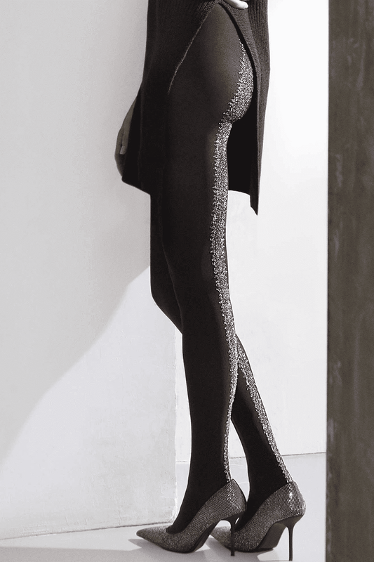 Collant Opaque Fantaisie Baguette Arrière Lurex 50D Fashion Electra - Noir