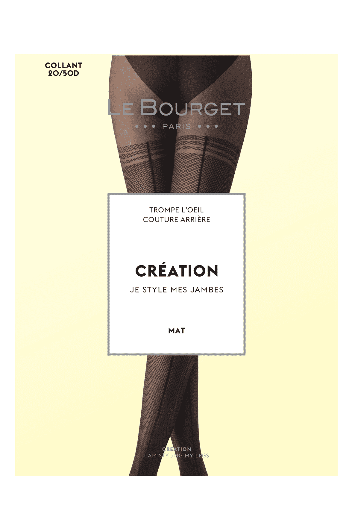 Collant Fantaisie Trompe L'Œil Couture Arrière 20D Création - Noir