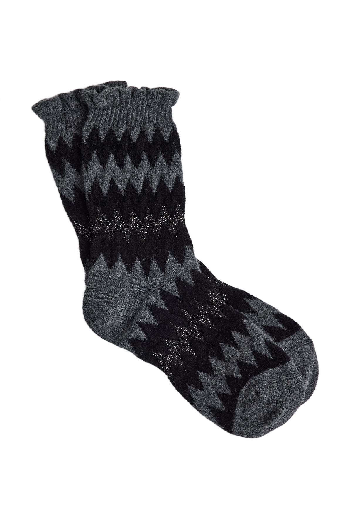 Chaussettes Fantaisie Motif Chevrons - Anthracite Chiné
