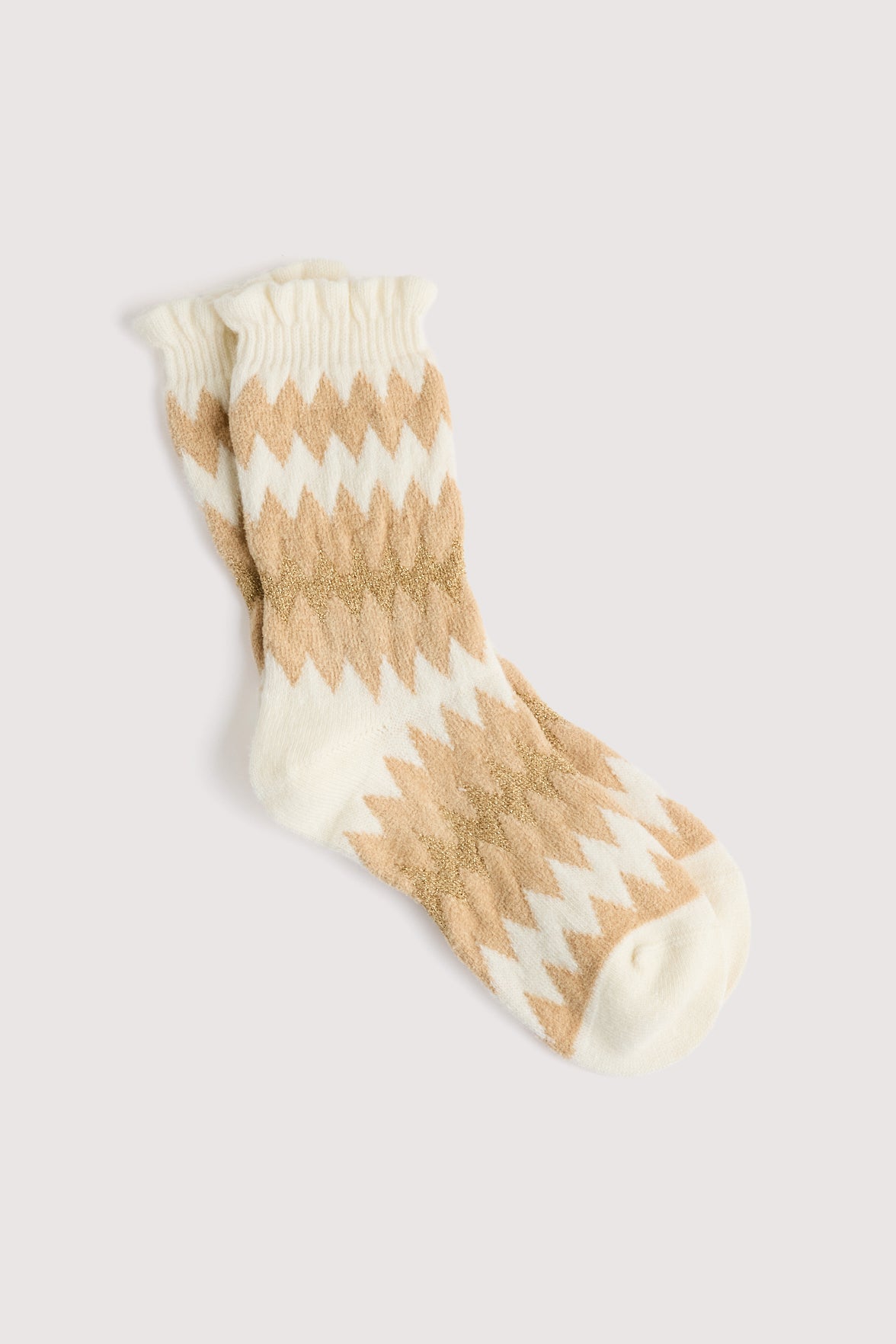 Chaussettes Fantaisie Motif Chevrons - Naturel
