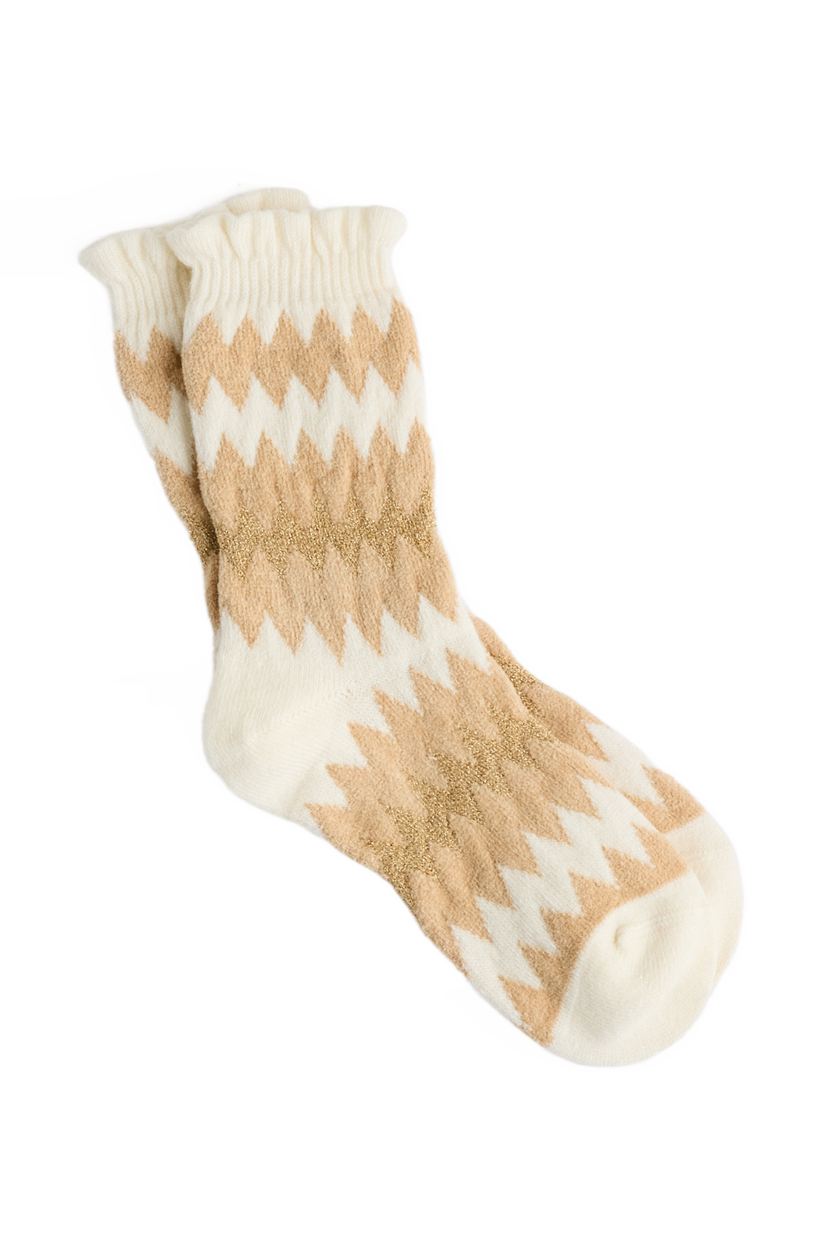 Chaussettes Fantaisie Motif Chevrons - Naturel