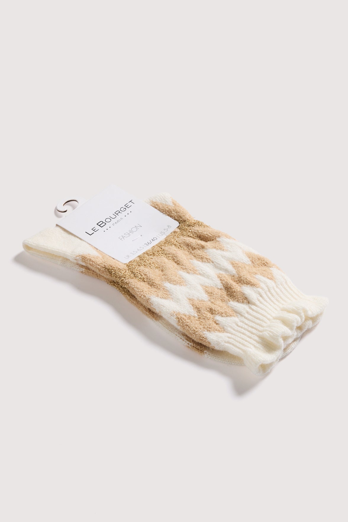 Chaussettes Fantaisie Motif Chevrons - Naturel