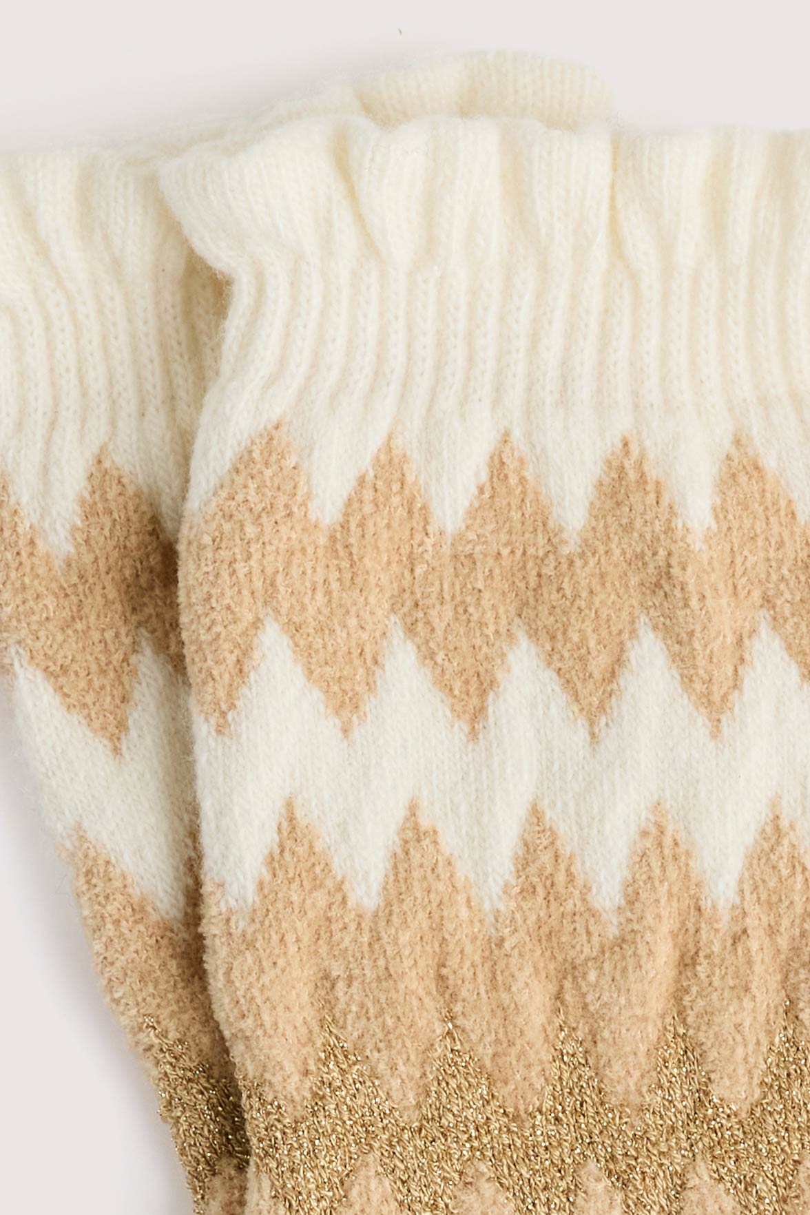 Chaussettes Fantaisie Motif Chevrons - Naturel