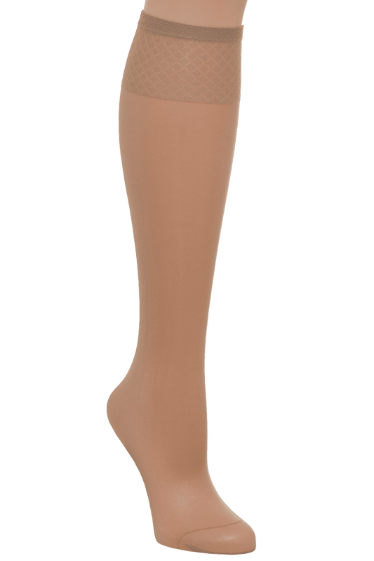 Lot de 2 paires de Mi-Bas Voilance Transparent Satiné 15D - Bronzé