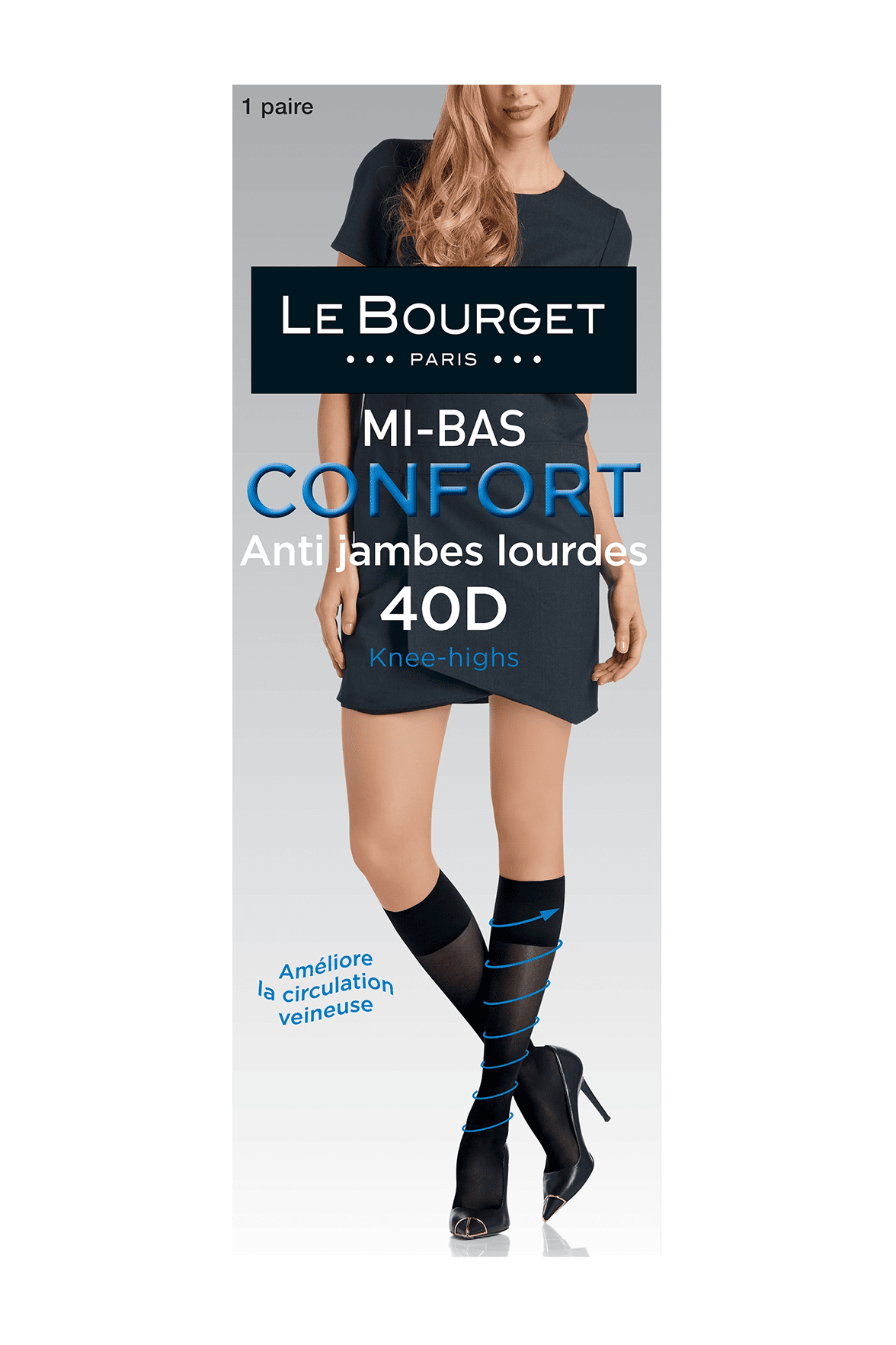 Mi-Bas Semi-Opaque Satiné Confort Anti Jambes Lourdes 40D - Gazelle