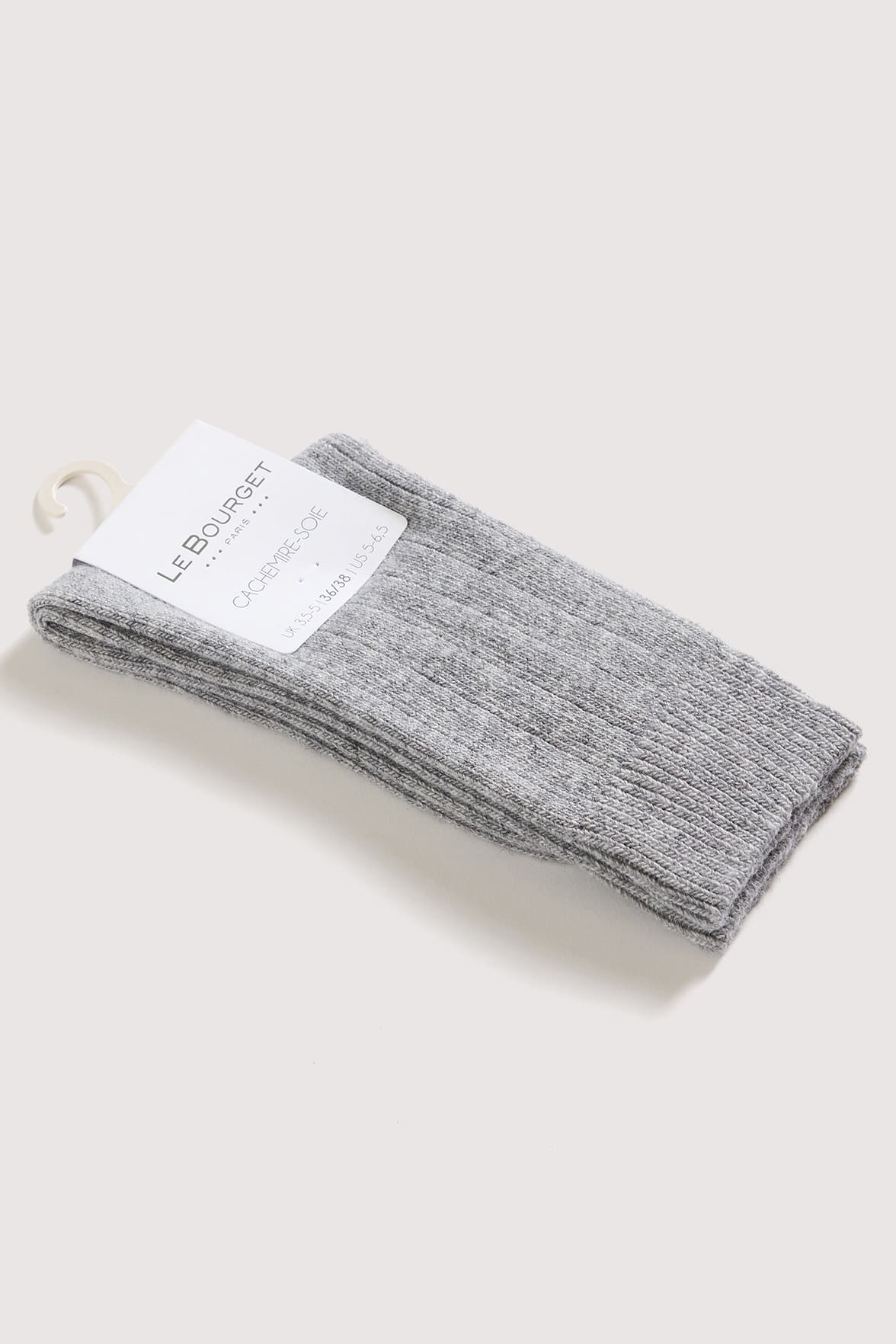 Chaussettes Unies Cachemire et Soie - Gris Chiné