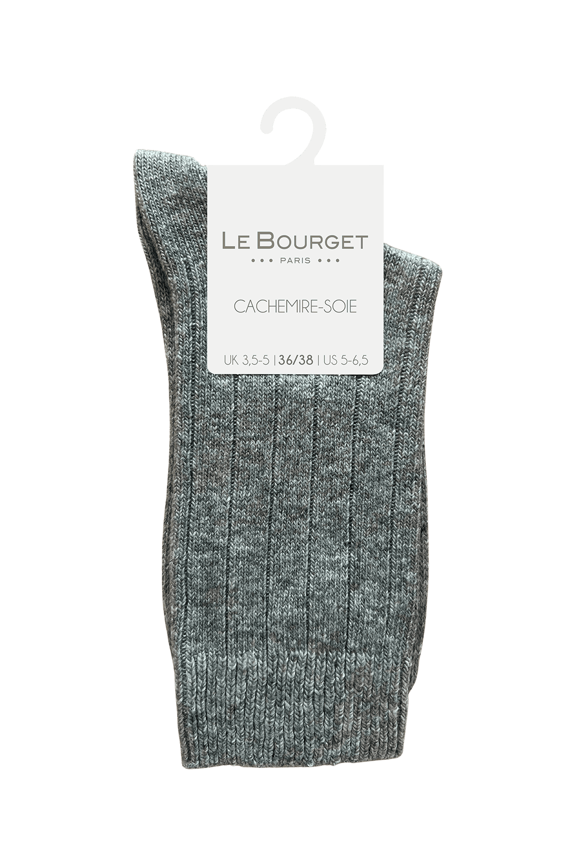 Chaussettes Unies Cachemire et Soie - Gris Chiné